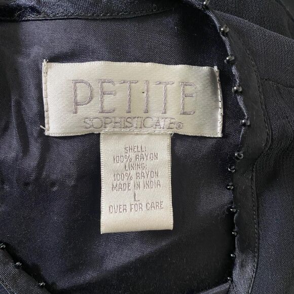 Petite Sophisticate Whimsygoth Black Mesh Velvet Floral Beaded Blouse Top L - Picture 7 of 8